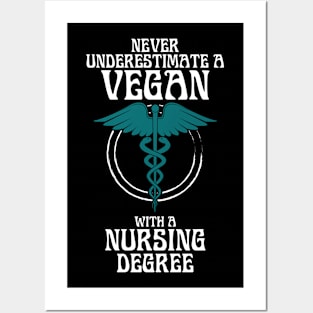 Vegan Power Nurse Strong Never Underestimate A Vegan With A Nursing Degree Meme Posters and Art